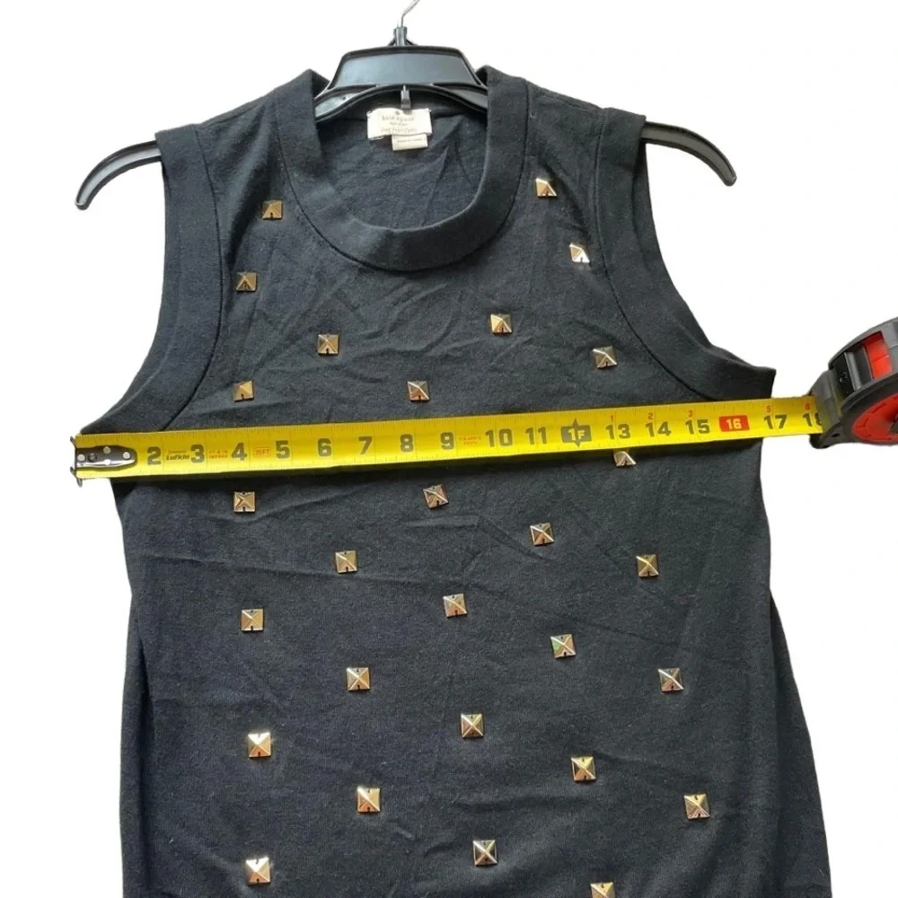 Kate Spade NY live colorfully black with gold studded cashmere silk blend blouse